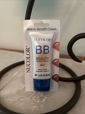 NUCOLOR B.B. Beauty Benefit Cream Multi-Action Skincare + Makeup 1 oz New Dark 1